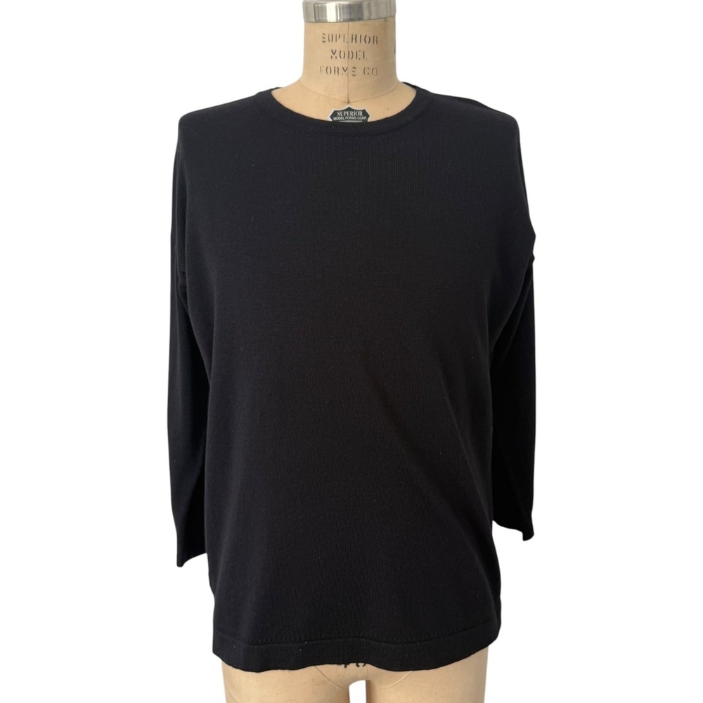 Colombo Black Cashmere Silk Crewneck Sweater Mens XL IT44 Made in Italy
